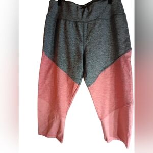 Athletic Gray and Pink Colorblock Leggings Womens Size L Running Athleisure